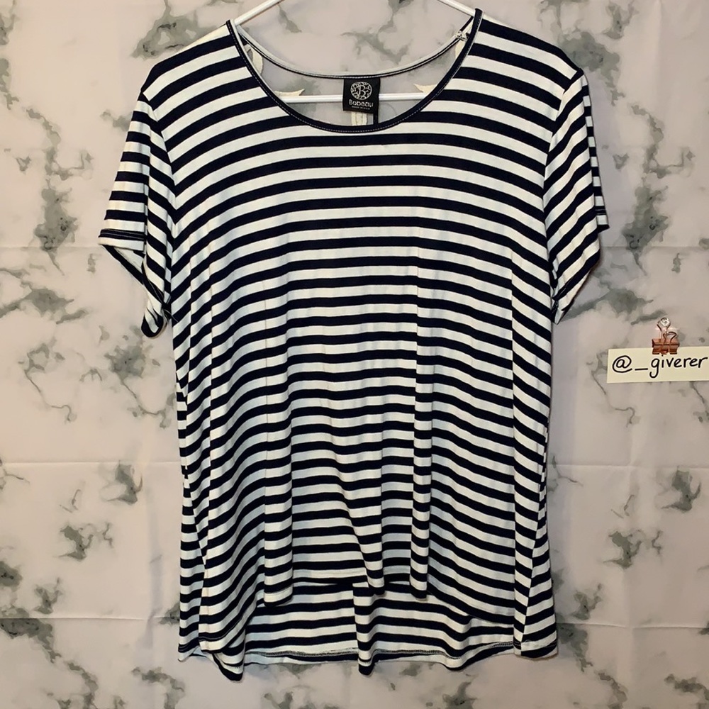 XL NWT Stripped Lace Back Detail Bobeau Shirt